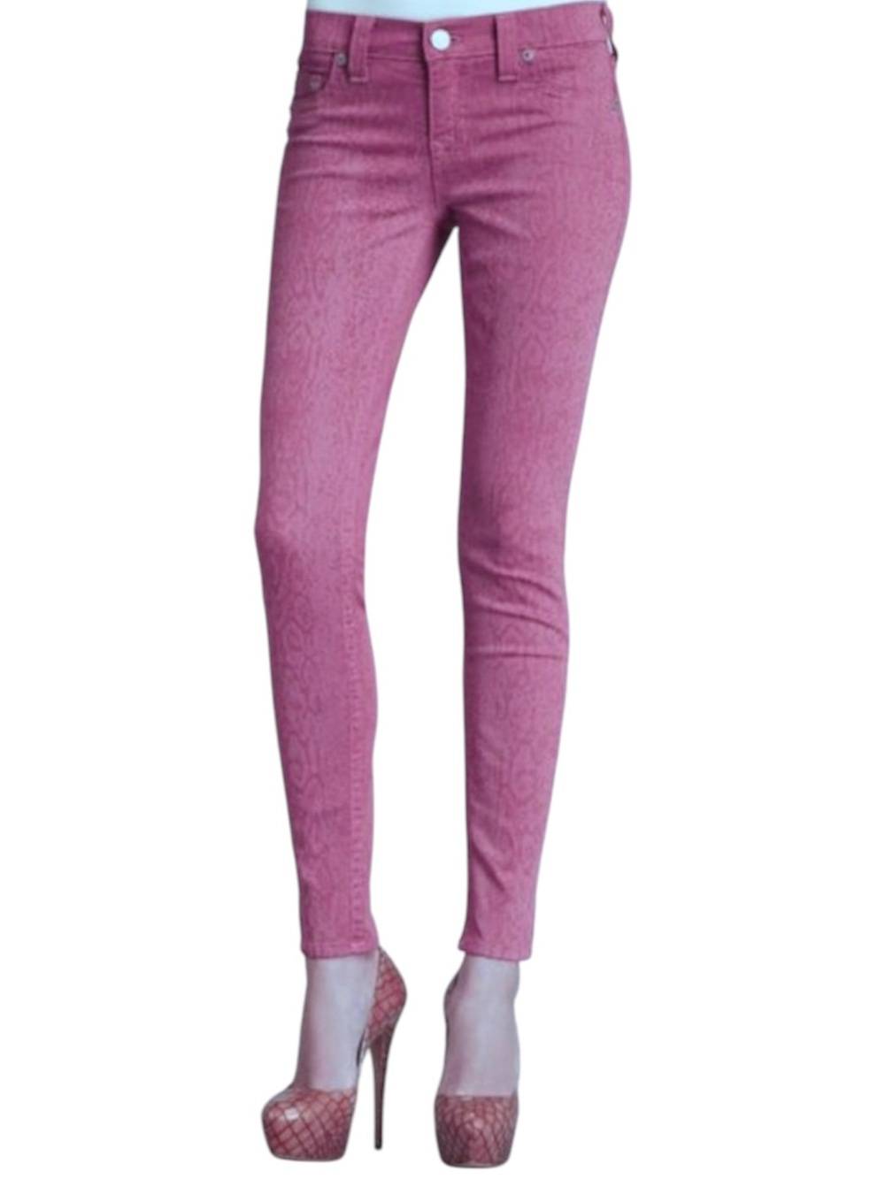 True Religion Casey Super Skinny Y2K Dusky Mauve Lt Burgundy Jeans EUC sz 25